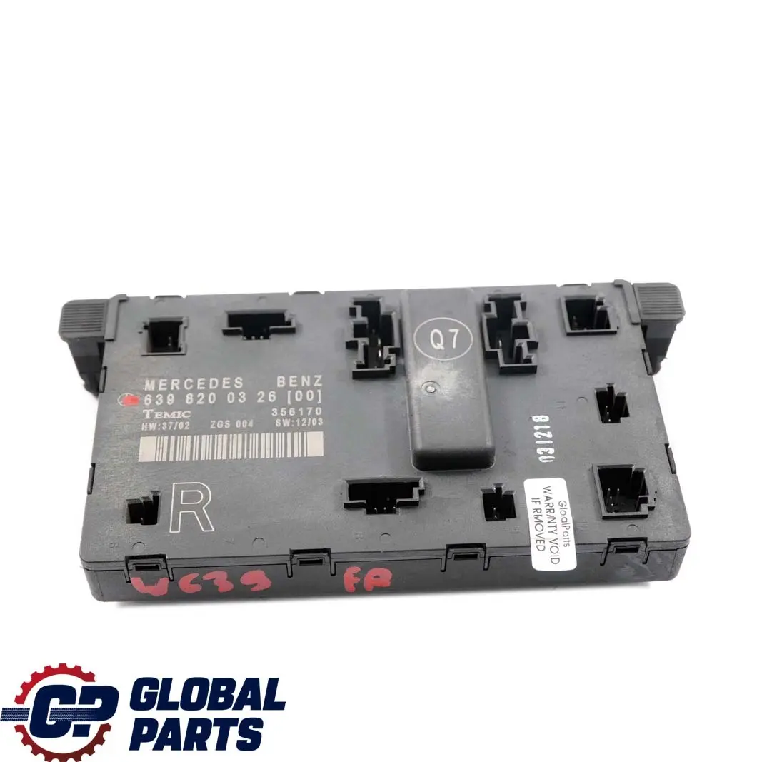 Mercedes-Benz Vito Viano W639 Front Right Door O/S Control Module to with Part number A6398200326 Mercedes-Benz Vito Viano W639 Front Right Door O/S Control Module - SKU rhd-A6398200326 - Part number A6398200326
