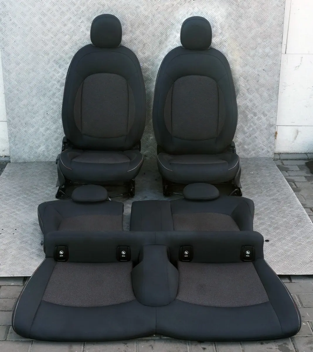 Cloth Interior Seats Fabric Firework Carbon Black to BMW Mini Cooper One F56 with Part number F56 Cloth Firework Seats BMW Mini Cooper One F56 Cloth Interior Seats Fabric Firework Carbon Black - SKU rhd-F56 Cloth Firework Seats - Part number F56 Cloth Firework Seats