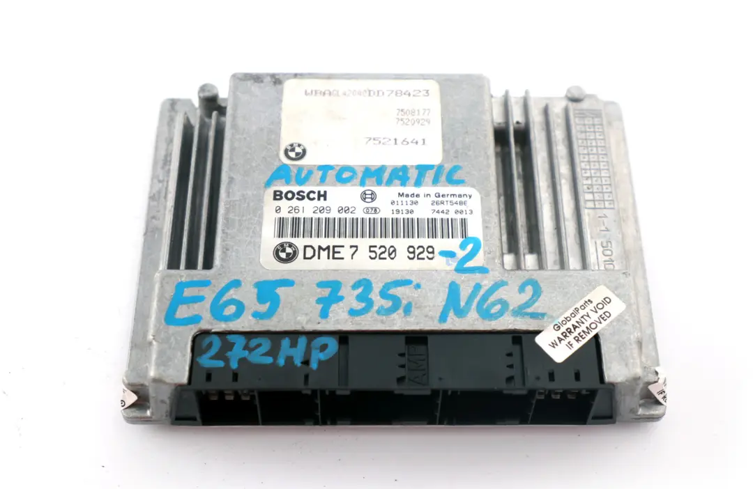 BMW 7 Series E65 735i N62 Petrol ECU Kit DME Ignition Switch CAS Key - SKU rhd-7520929-2 - Part number 7520929