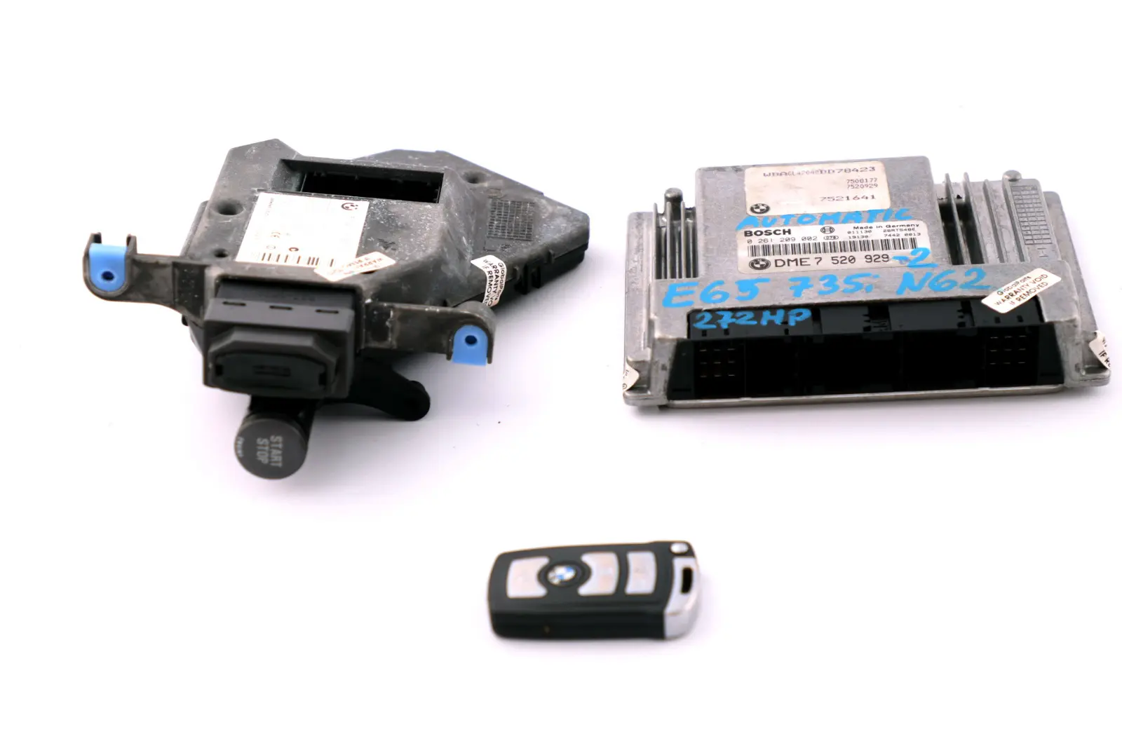 BMW 7 Series E65 735i N62 Petrol ECU Kit DME Ignition Switch CAS Key 7520929
