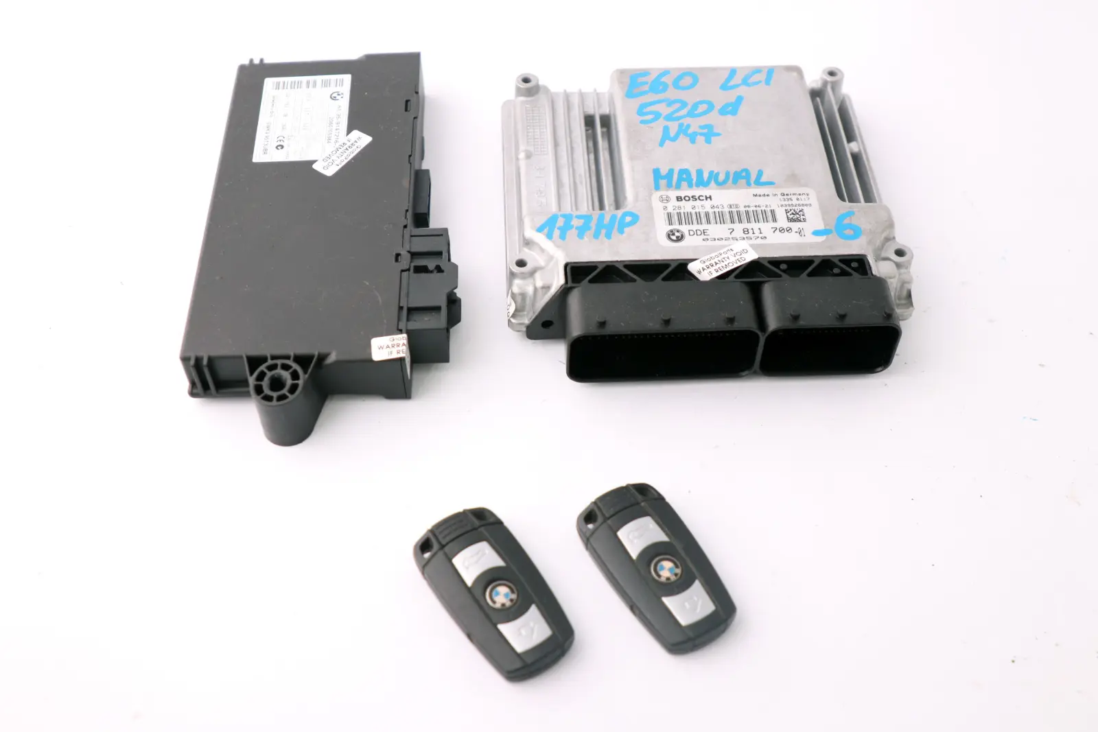 BMW 5 Series E60 E61 LCI 520d N47 ECU KIT DDE CAS3 + 2 Keys 7811700 Manual