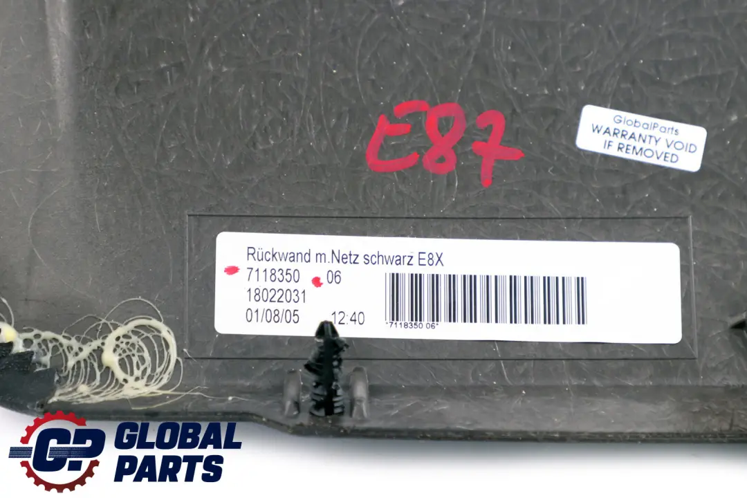 Panel Seat With Net Bag Black to BMW 1 Series E87 Rear with Part number 7118350 BMW 1 Series E87 Rear Panel Seat With Net Bag Black - SKU 7118350 - Part number 7118350