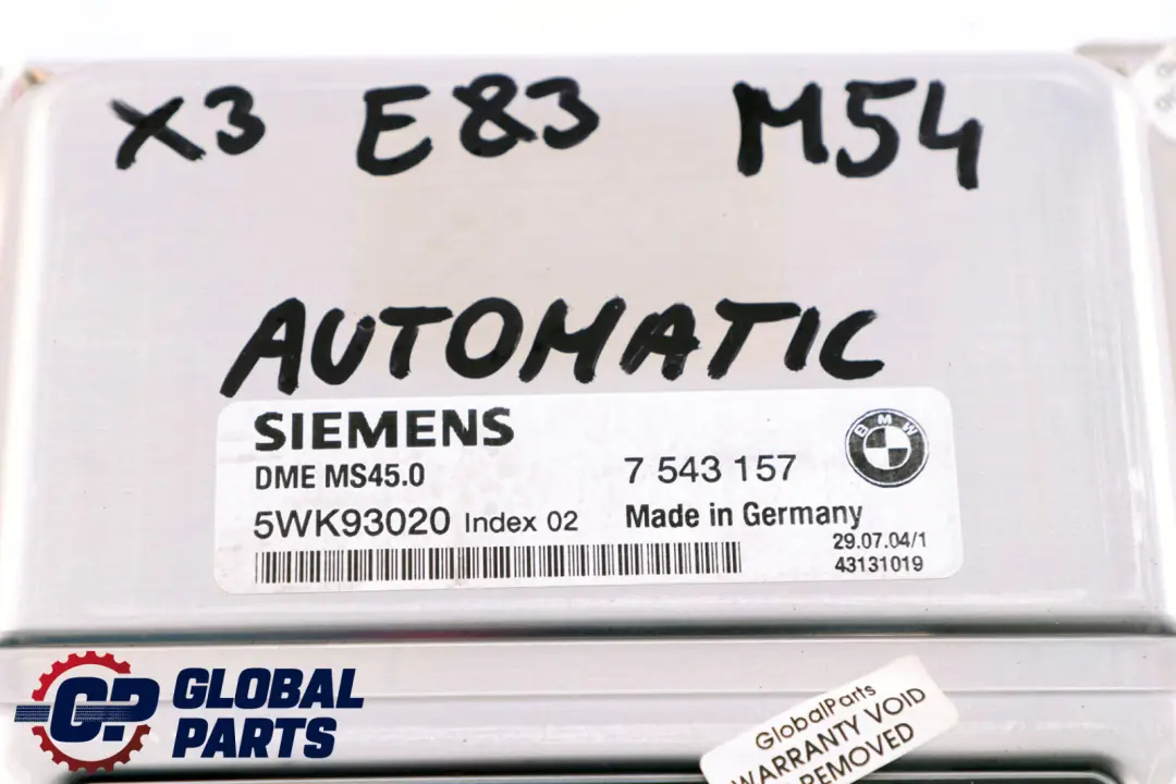 BMW E60 525i 530i E83 2.5i M54 ECU DME Engine Control Unit Automatic - SKU 7543157 - Part number 7543157