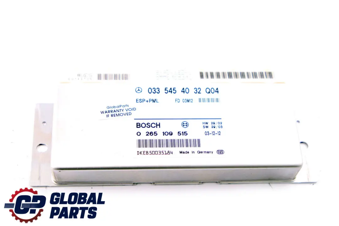 ESP PML Stability Control Unit Module ECU to Mercedes E-Class W211 with Part number A0335454032 Mercedes E-Class W211 ESP PML Stability Control Unit Module ECU - SKU A0335454032 - Part number A0335454032