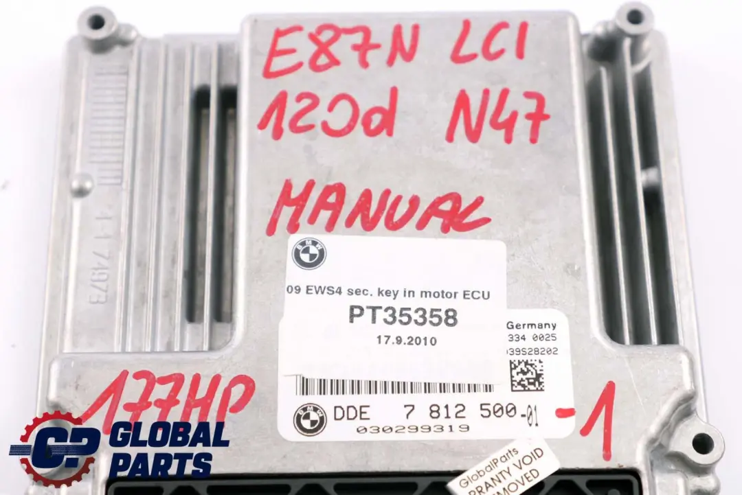 N47 Engine ECU Kit DDE CAS3 + Key to BMW E60 E87 E90 LCI 120d 320d 520d with Part number 7812500 BMW E60 E87 E90 LCI 120d 320d 520d N47 Engine ECU Kit DDE CAS3 + Key - SKU 7812500-1 - Part number 7812500