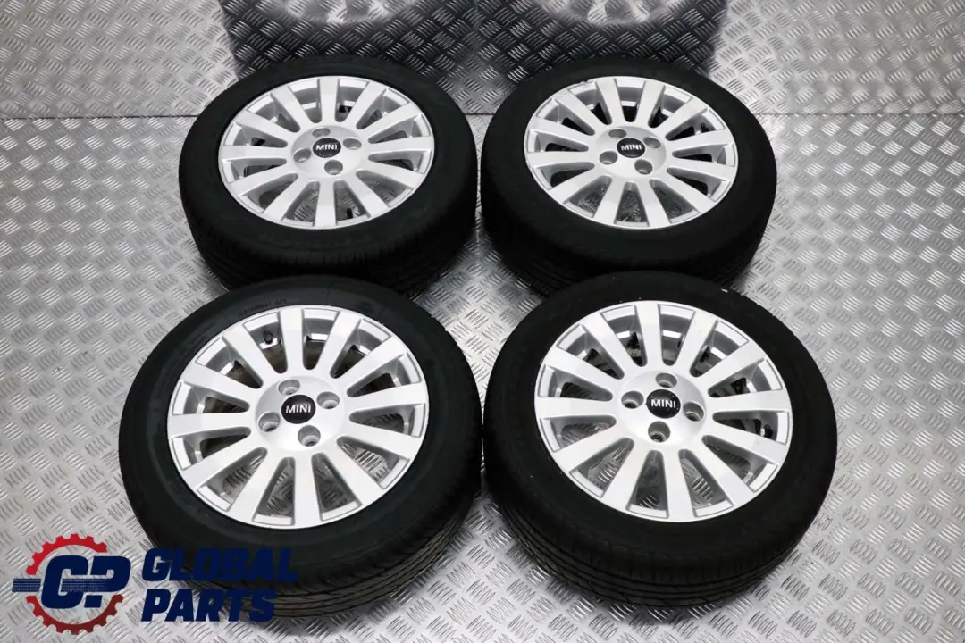 Set Rad Alu Felgen Aluminium " 6J ET:45 mit Reifen für MG Rover Mini R50 R56 mit Teilenummer 15 MG Rover Mini R50 R56 Set Rad Alu Felgen Aluminium " 6J ET:45 mit Reifen - SKU SET MG ROVER 15 - Teilenummer 15