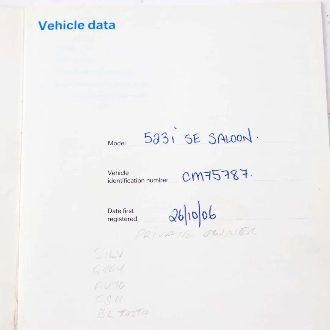 BMW 5 E60 E61 Service Book Booklet Case Pouch Wallet - SKU 0012182 - Part number 0012182