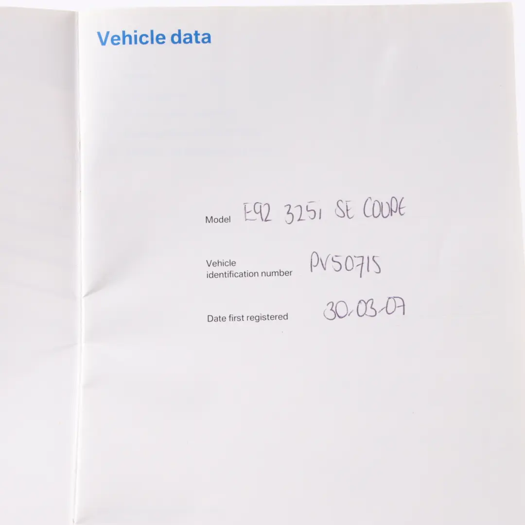 BMW E92 Coupe Owner's Handbook Radio Instructions Pouch Case Wallet - SKU 0012870 - Part number 0012870