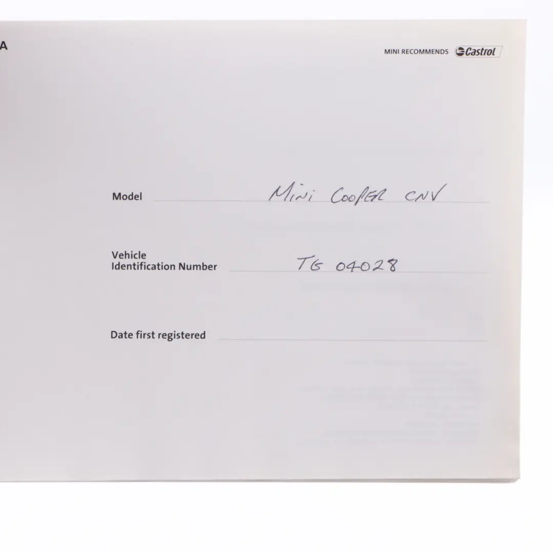 Mini R50 R53 Service Booklet Owner's Handbook Pouch Case Wallet Set - SKU 0012939-2 - Part number 0012939