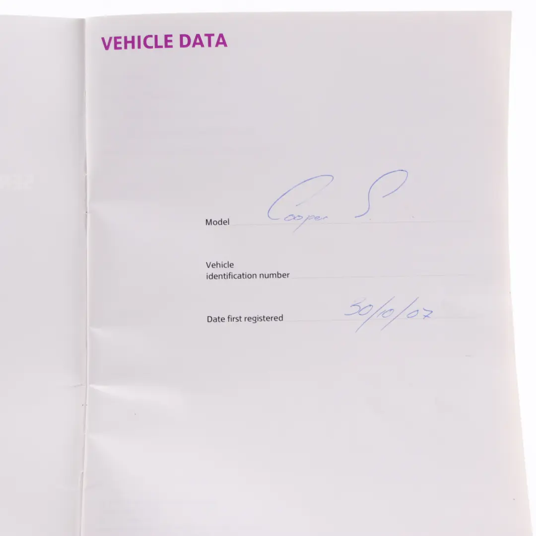 BMW Mini Cooper 1 R55 R56 Service Booklet Owner's Handbook Pouch Case Wallet - SKU 0013998-1 - Part number 0013998