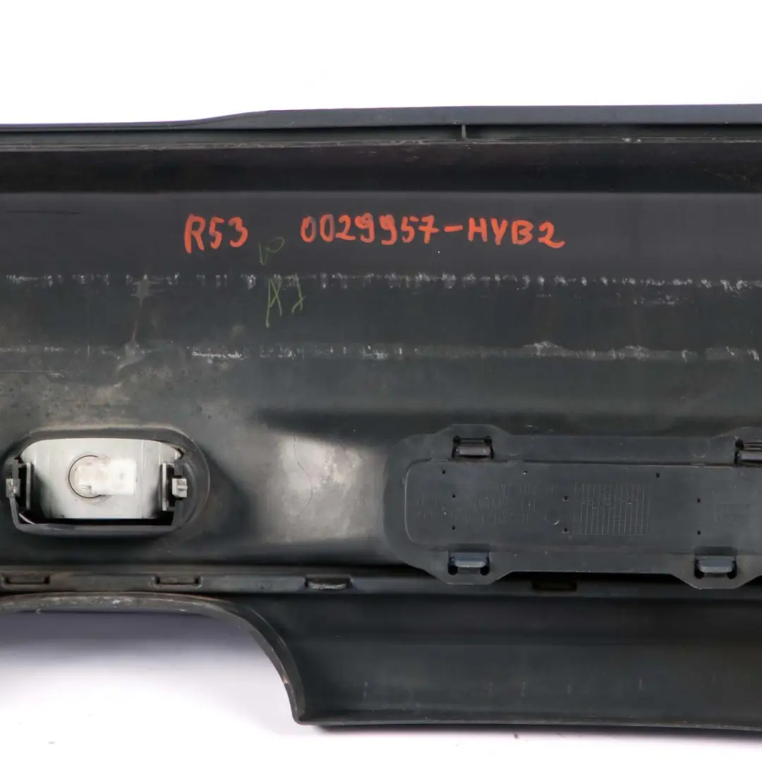 Bumper Mini R53 Cooper S Panel Hyper Blue Metallic - A28 to Rear with Part number 0029957 Rear Bumper Mini R53 Cooper S Panel Hyper Blue Metallic - A28 - SKU 0029957-HYB2 - Part number 0029957