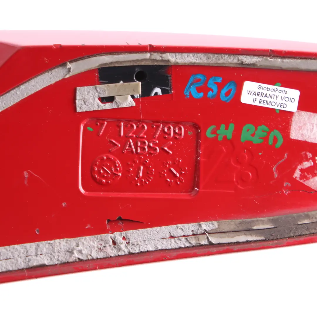 Spoiler Mini Cooper One R50 Trunk Lid Chili Red 851 7122799 to Rear with Part number 0031259 Rear Spoiler Mini Cooper One R50 Trunk Lid Chili Red 851 7122799 - SKU 0031259-CHRED - Part number 0031259