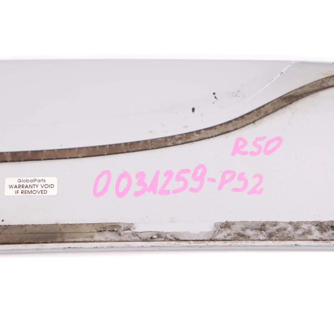 Spoiler Mini Cooper One R50 2 Trunk Lid Pure Silver Metallic 900 7122799 to Rear with Part number 0031259 Rear Spoiler Mini Cooper One R50 2 Trunk Lid Pure Silver Metallic 900 7122799 - SKU 0031259-PS2 - Part number 0031259