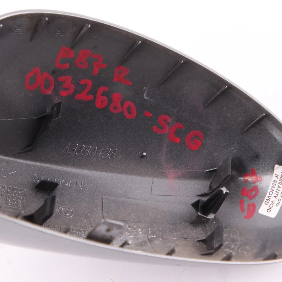 Wing Mirror Cover BMW E81 E87 Exterior Cap Right O/S Spacegrau Grey - A52 to with Part number 0032680 Wing Mirror Cover BMW E81 E87 Exterior Cap Right O/S Spacegrau Grey - A52 - SKU 0032680-SCG - Part number 0032680