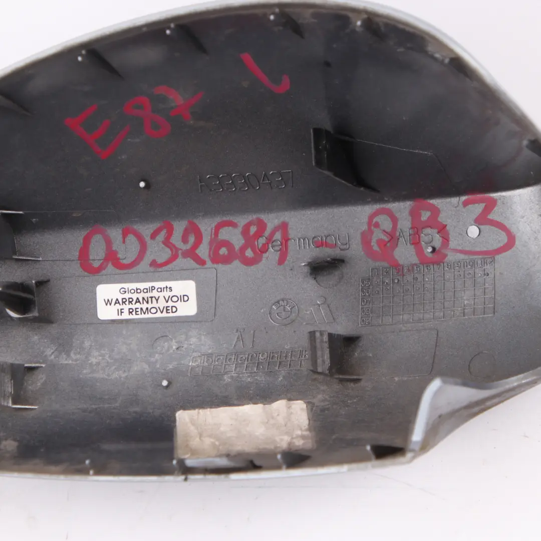 Wing Mirror Cover BMW E81 E87 Cap Casing Left N/S Quarzblau Blue A18 to with Part number 0032681 Wing Mirror Cover BMW E81 E87 Cap Casing Left N/S Quarzblau Blue A18 - SKU 0032681-QB3 - Part number 0032681