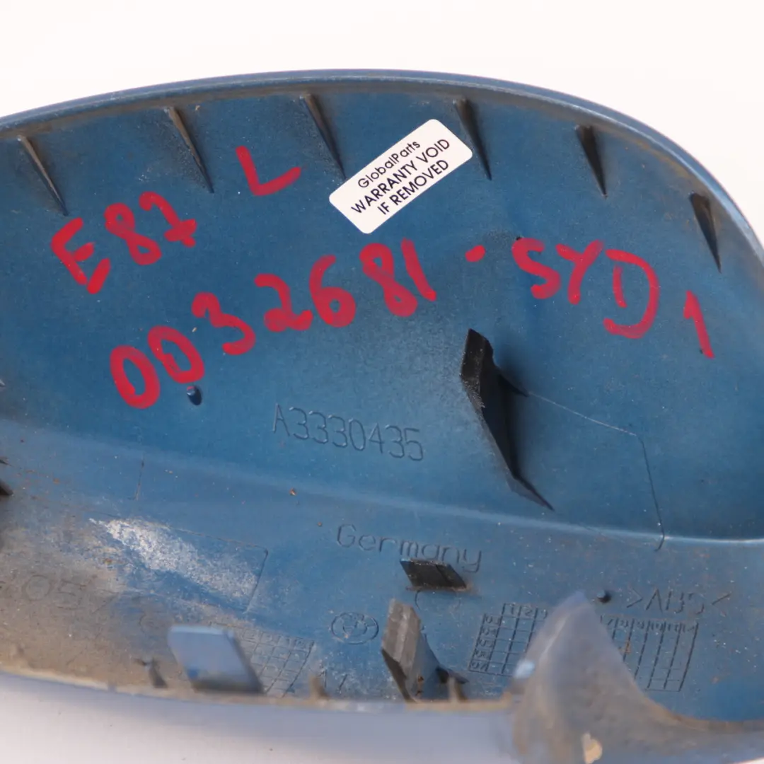 Wing Mirror Cover BMW E81 E87 Cap Left N/S Sydneyblau Blue Metallic A19 to with Part number 0032681 Wing Mirror Cover BMW E81 E87 Cap Left N/S Sydneyblau Blue Metallic A19 - SKU 0032681-SYD2 - Part number 0032681