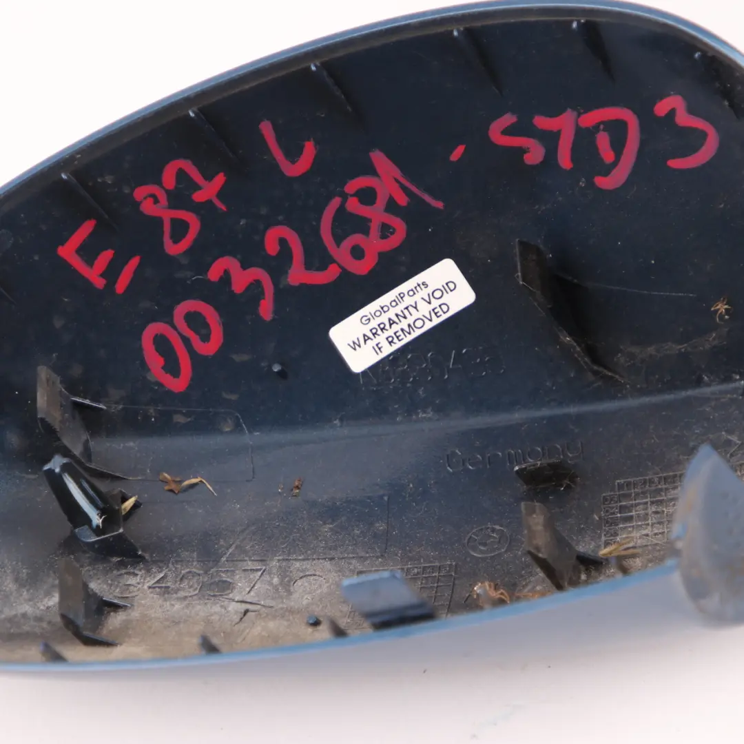 Wing Mirror Cover BMW E81 E87 Cap Left N/S Sydneyblau Blue Metallic A19 to with Part number 0032681 Wing Mirror Cover BMW E81 E87 Cap Left N/S Sydneyblau Blue Metallic A19 - SKU 0032681-SYD3 - Part number 0032681