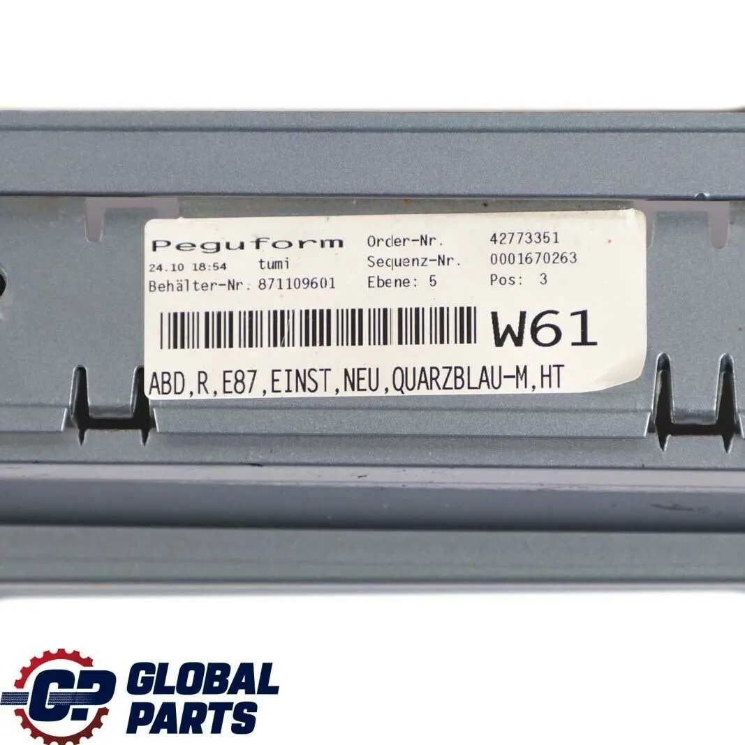 BMW 10 E87 Sill strip side skirt right Quarzblau Blue Metallic A18 - SKU 0032948-QB10 - Número de pieza 51770032948