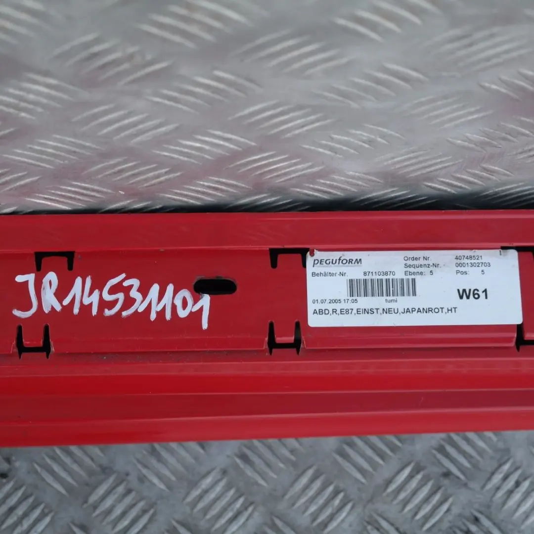 Sill Strip Side Skirt Right O/S Japanrot - 438 to BMW E87 with Part number 51770032948 BMW E87 Sill Strip Side Skirt Right O/S Japanrot - 438 - SKU 0032948-JR2 - Part number 51770032948