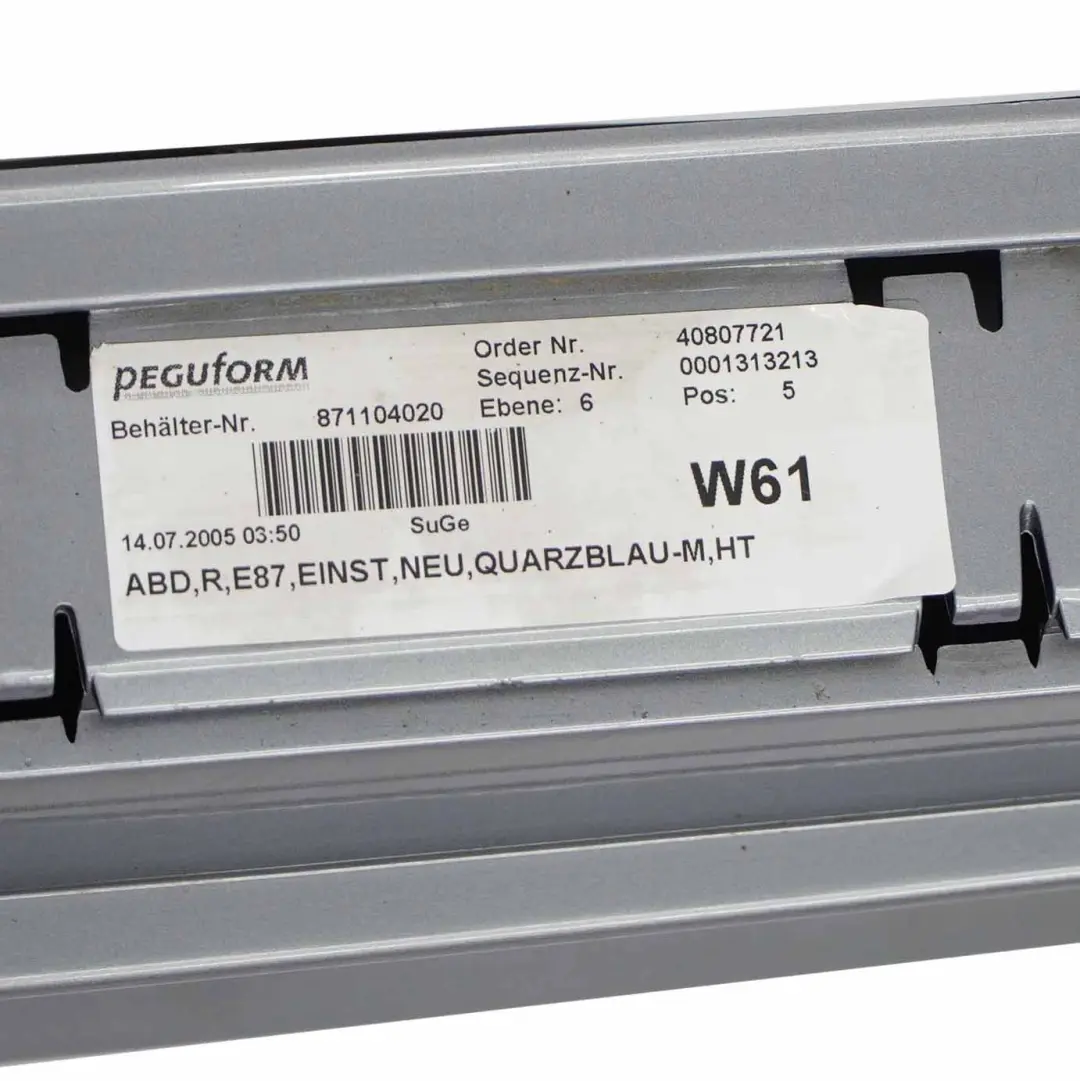 BMW E87 Bande de seuil Latérale Droite Bleu Quarzblau Métallisé - A18 - SKU 0032948-QB8 - Numéro de pièce 0032948