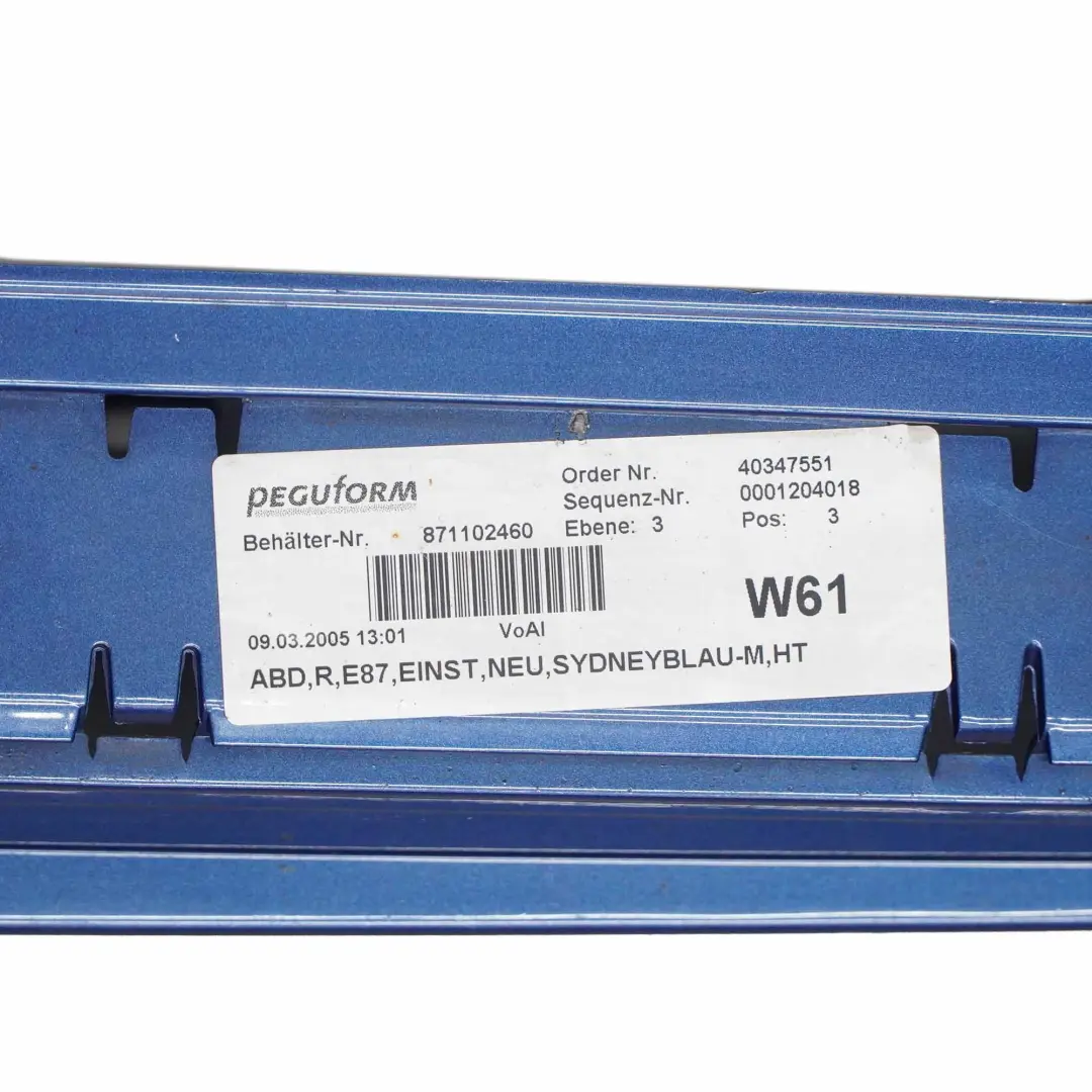  @BMW 1 SERIES 1 E87 Sill strip side skirt right O/S Sydney Blau Blue - A19 - SKU 0032948-SYD1 - Part number 51770032948
