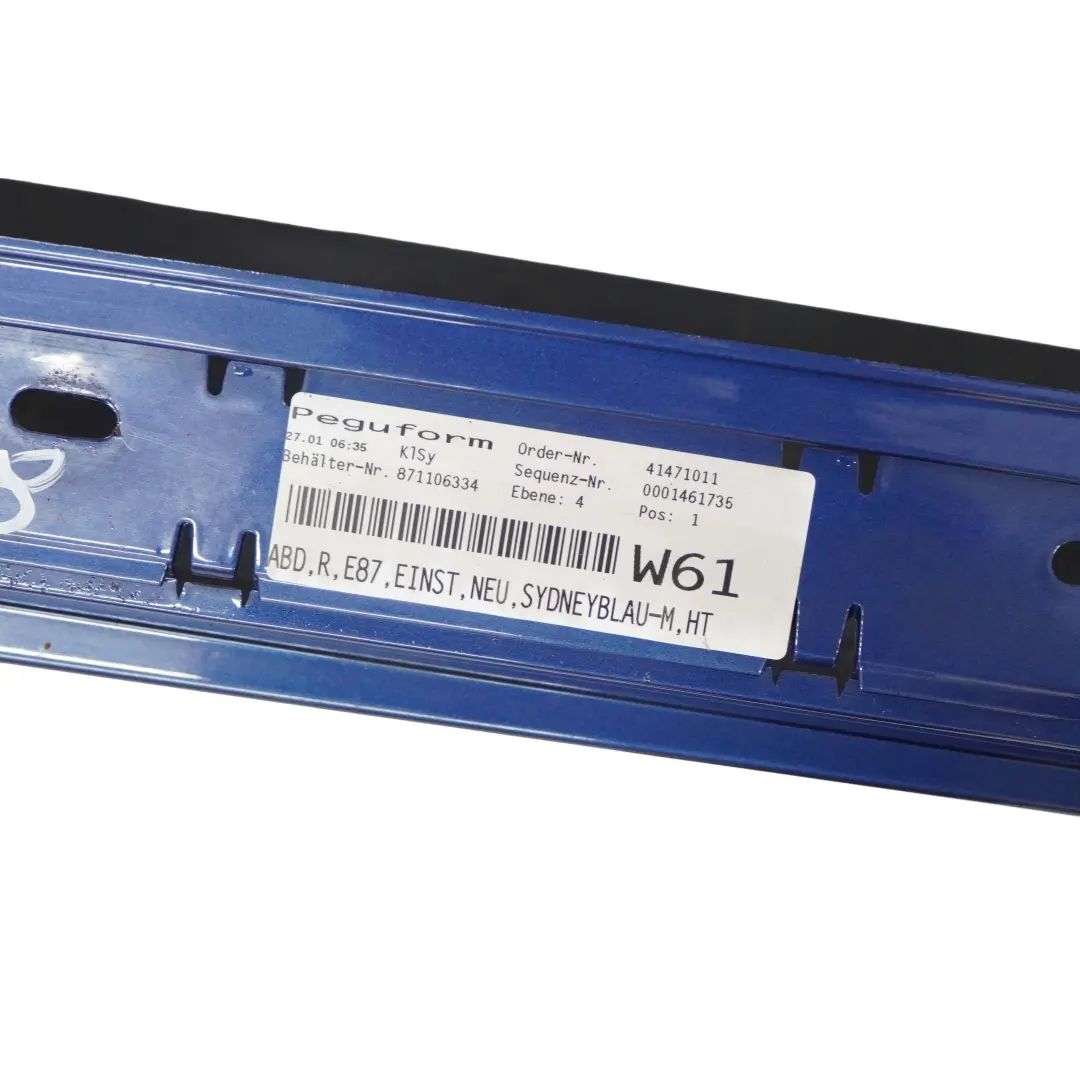 BMW E87 Listello Portiera Apertura Gonna Destra Blu Sydney Blu - A19 - SKU 0032948-SYD8 - Numero di parte 32948
