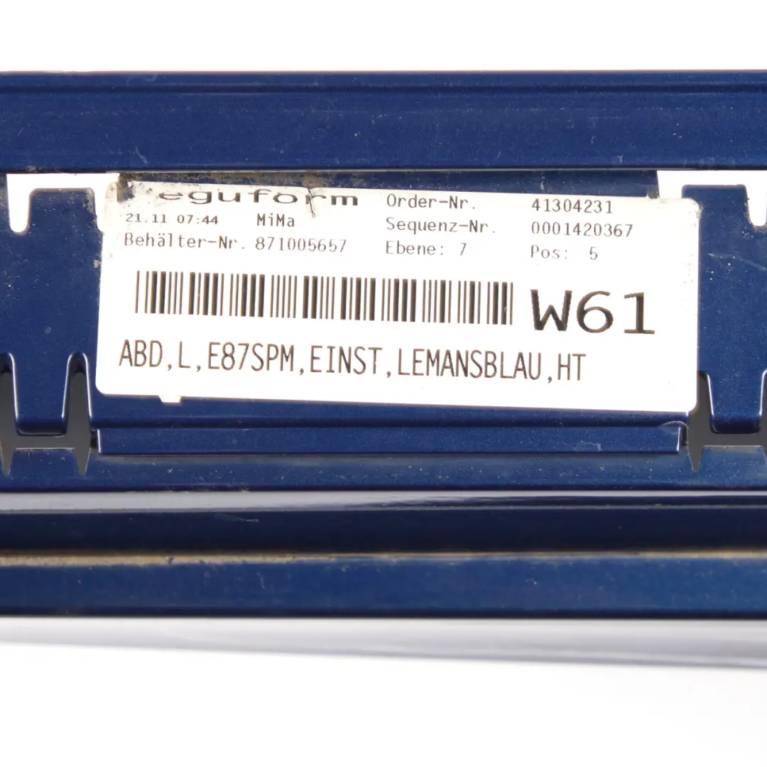 BMW E87 Sill Strip Side Skirt Left N/S Monacoblau Monaco Blue Metallic - A35 - SKU 0032949-MB - Part number 32949