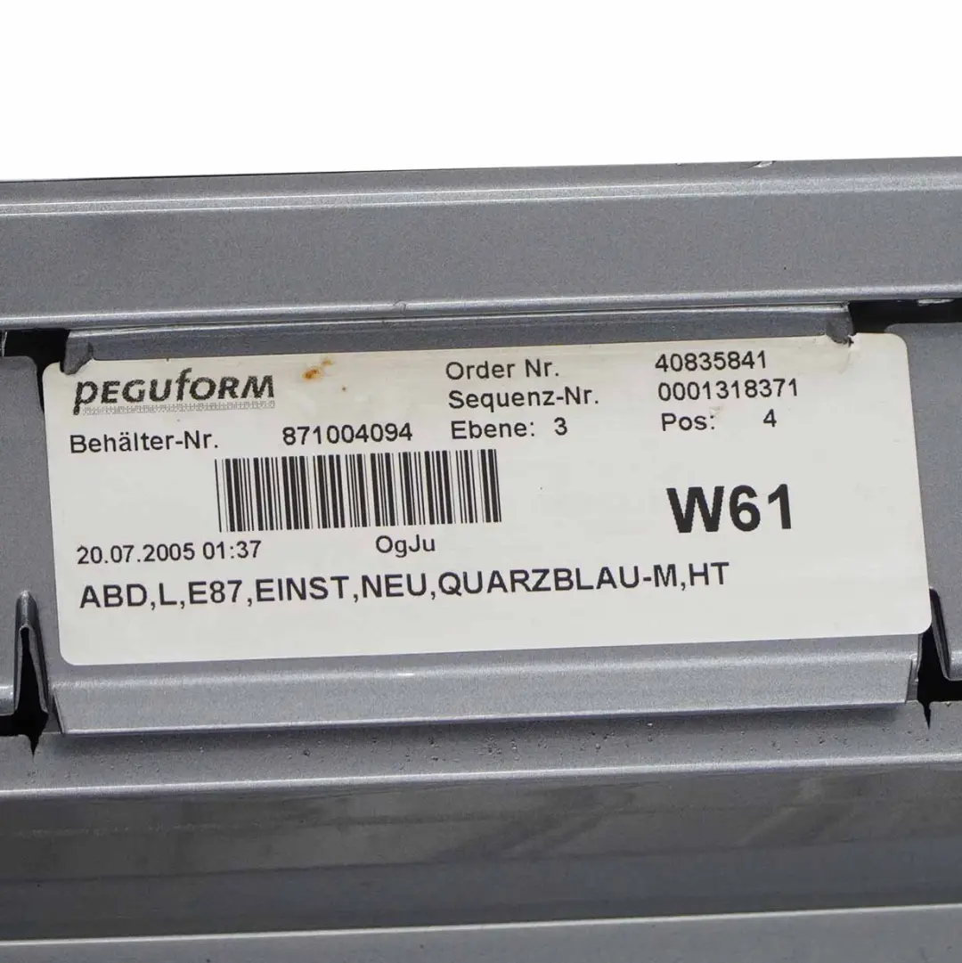 Bas Caisse Jupe Laterale Gauche Quarzblau Blue Metallic - A18 pour BMW E87 à propos du numéro de pièce 0032949 BMW E87 Bas Caisse Jupe Laterale Gauche Quarzblau Blue Metallic - A18 - SKU 0032949-QB12 - Numéro de pièce 0032949