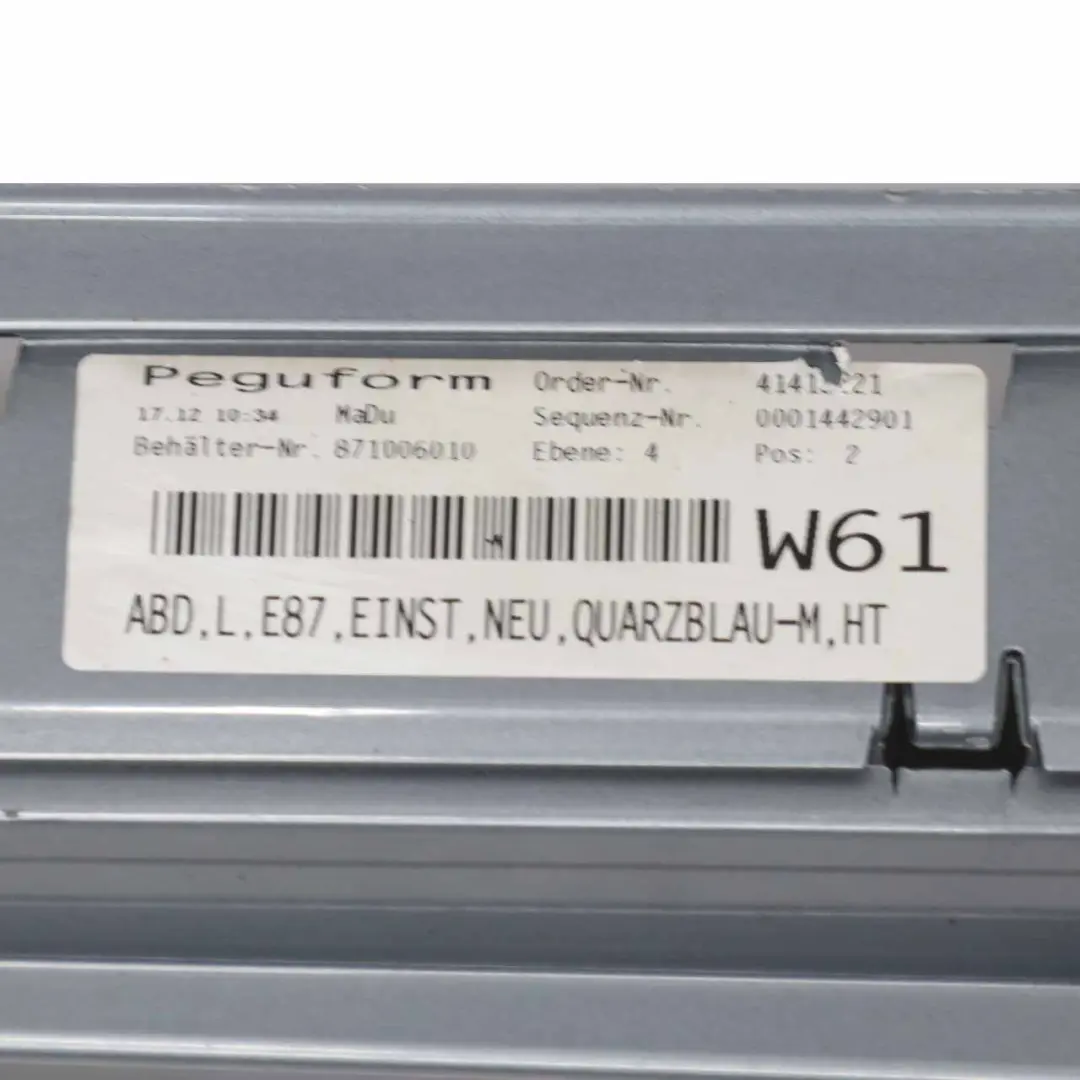 Schwellerleiste Blende Schweller Links Quarzblau Metallic A18 für BMW E87 mit Teilenummer 0032949 BMW E87 Schwellerleiste Blende Schweller Links Quarzblau Metallic A18 - SKU 0032949-QB9 - Teilenummer 0032949