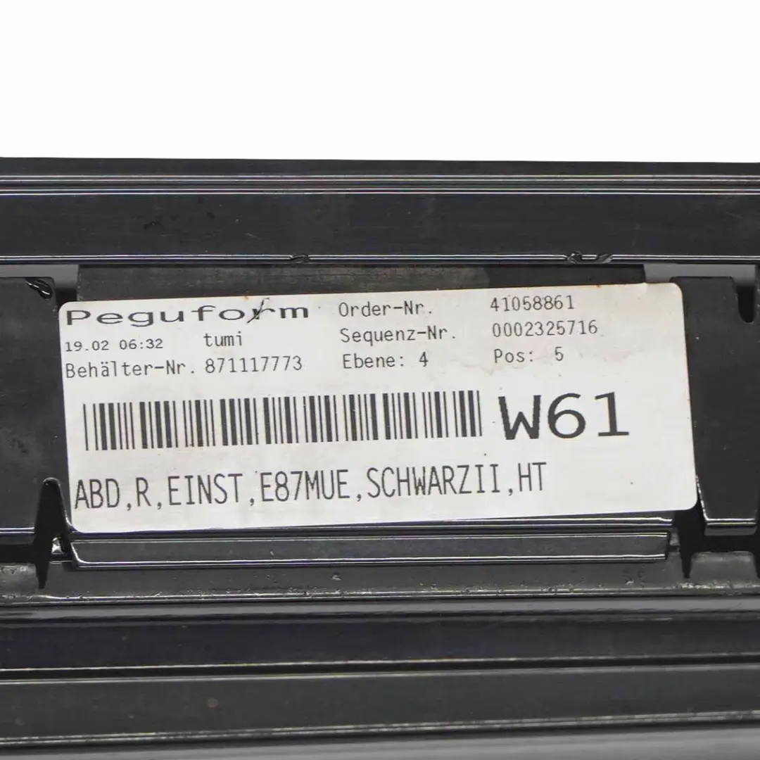 BMW E87 Sill Strip Faldón Lateral Izquierdo Negro 2 Schwarz II - 668 - SKU 0032949-SCH10 - Número de pieza 32949