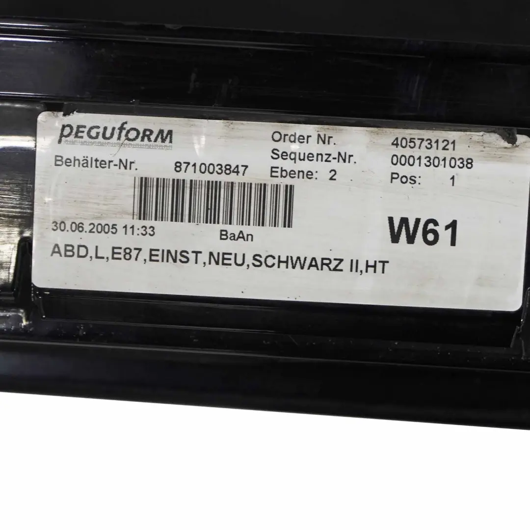 Sill Strip Side Skirt Left N/S Black 2 Schwarz II - 668 to BMW 1 SERIES 1 E87 with Part number 51770032949 BMW 1 SERIES 1 E87 Sill Strip Side Skirt Left N/S Black 2 Schwarz II - 668 - SKU 0032949-SCH1 - Part number 51770032949