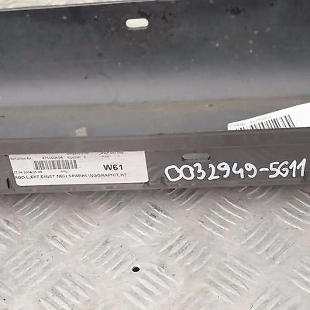 Sill strip side skirt left N/S Sparkling Graphite Metallic A22 to BMW 1 Series E87 with Part number 32949 BMW 1 Series E87 Sill strip side skirt left N/S Sparkling Graphite Metallic A22 - SKU 0032949-SG11 - Part number 32949
