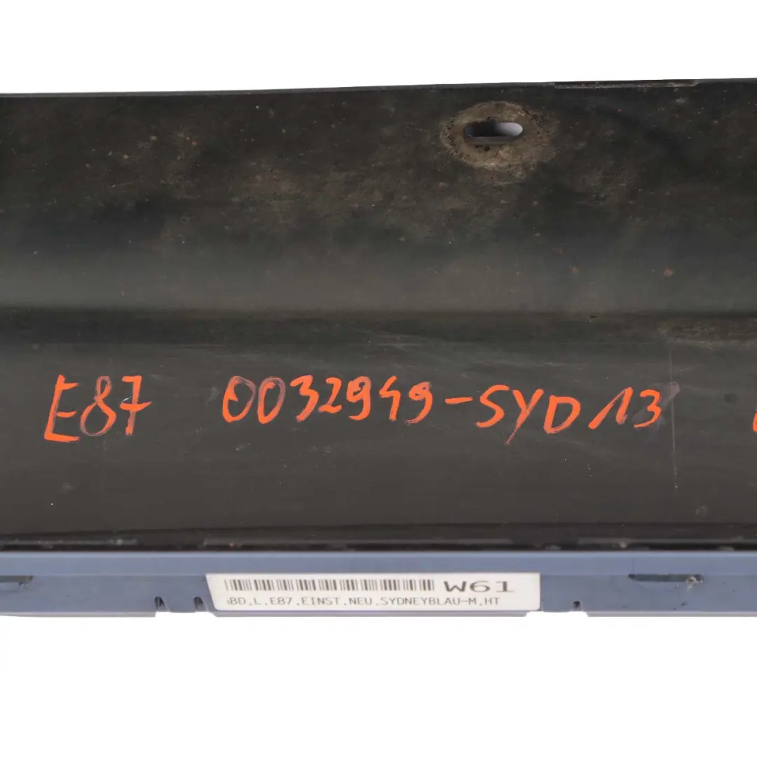 Side Skirt Sill Strip Left N/S Sydneyblau Blue Metallic - A19 to BMW E87 with Part number 0032949 BMW E87 Side Skirt Sill Strip Left N/S Sydneyblau Blue Metallic - A19 - SKU 0032949-SYD13 - Part number 0032949