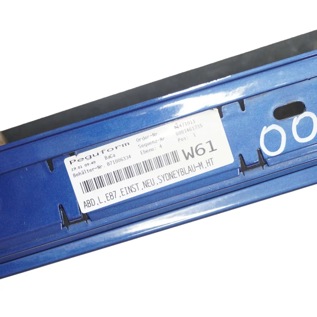 Sill Strip Faldon Lateral Izquierdo Sydneyblau Sydney Blau Blue - A19 para BMW E87 con número de pieza 0032949 BMW E87 Sill Strip Faldon Lateral Izquierdo Sydneyblau Sydney Blau Blue - A19 - SKU 0032949-SYD5 - Número de pieza 0032949