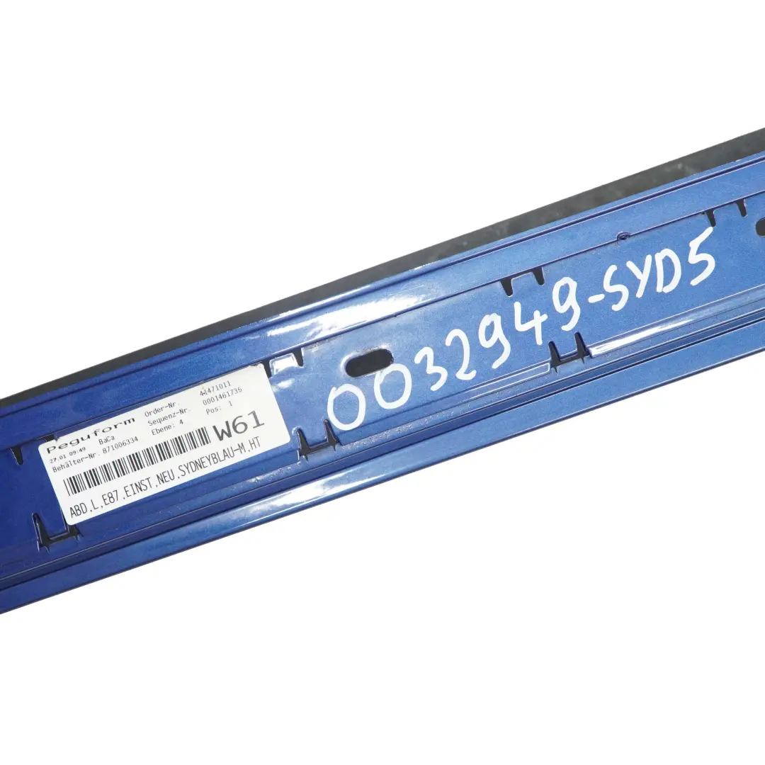 BMW E87 Sill Strip Faldon Lateral Izquierdo Sydneyblau Sydney Blau Blue - A19 - SKU 0032949-SYD5 - Número de pieza 0032949