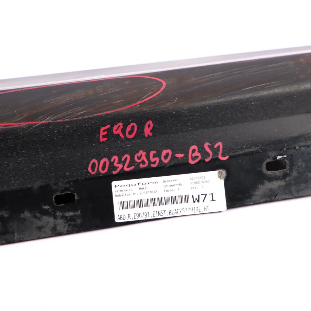 Sill Strip Side Skirt Right O/S Black Sapphire Metallic - 475 to BMW 3 E90 E91 2 with Part number 0032950 BMW 3 E90 E91 2 Sill Strip Side Skirt Right O/S Black Sapphire Metallic - 475 - SKU 0032950-BS2 - Part number 0032950