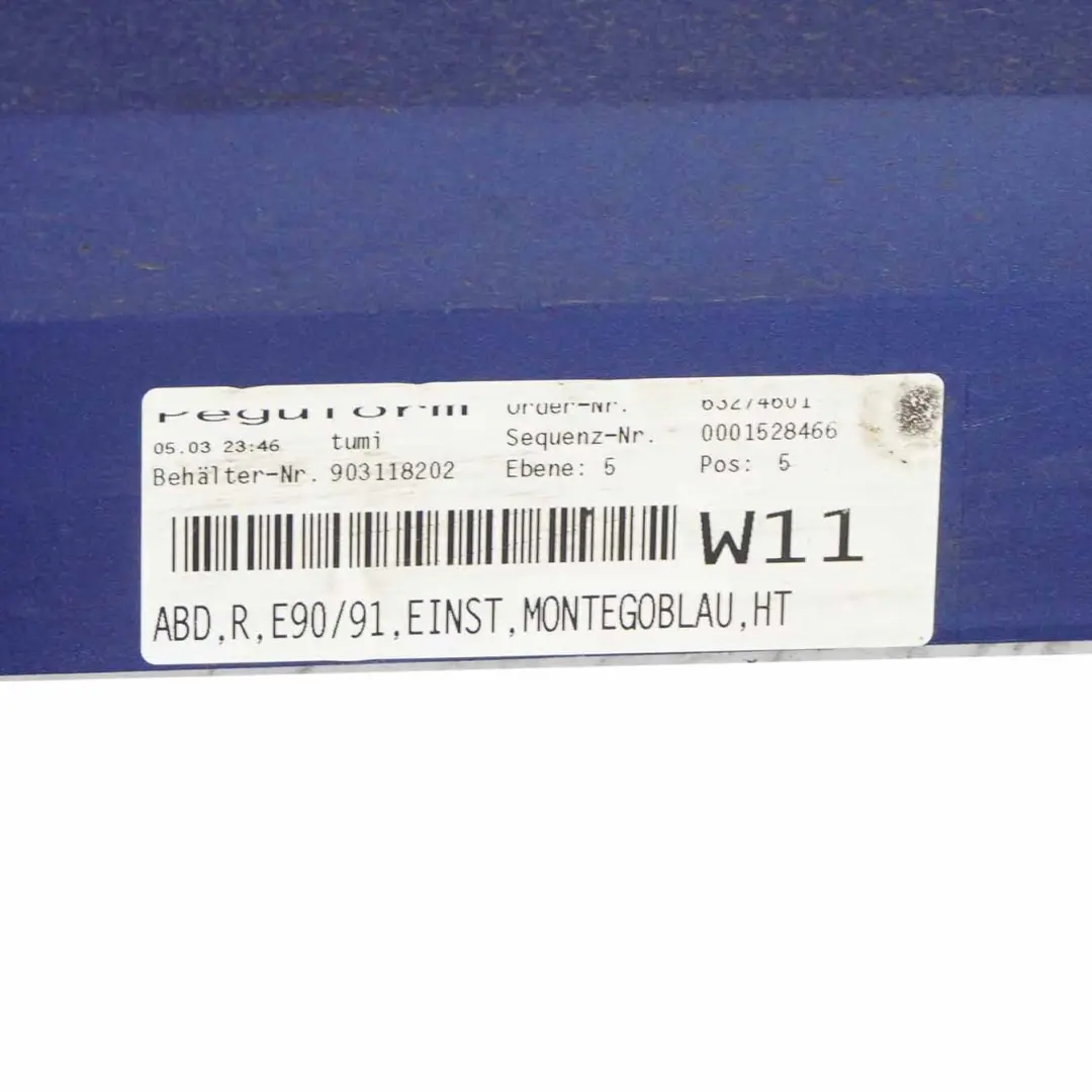BMW E90 E91 Side Skirt Sill Strip Right O/S Montegoblau Blau Blue Metallic - A51 - SKU 0032950-MTB6 - Part number 0032950