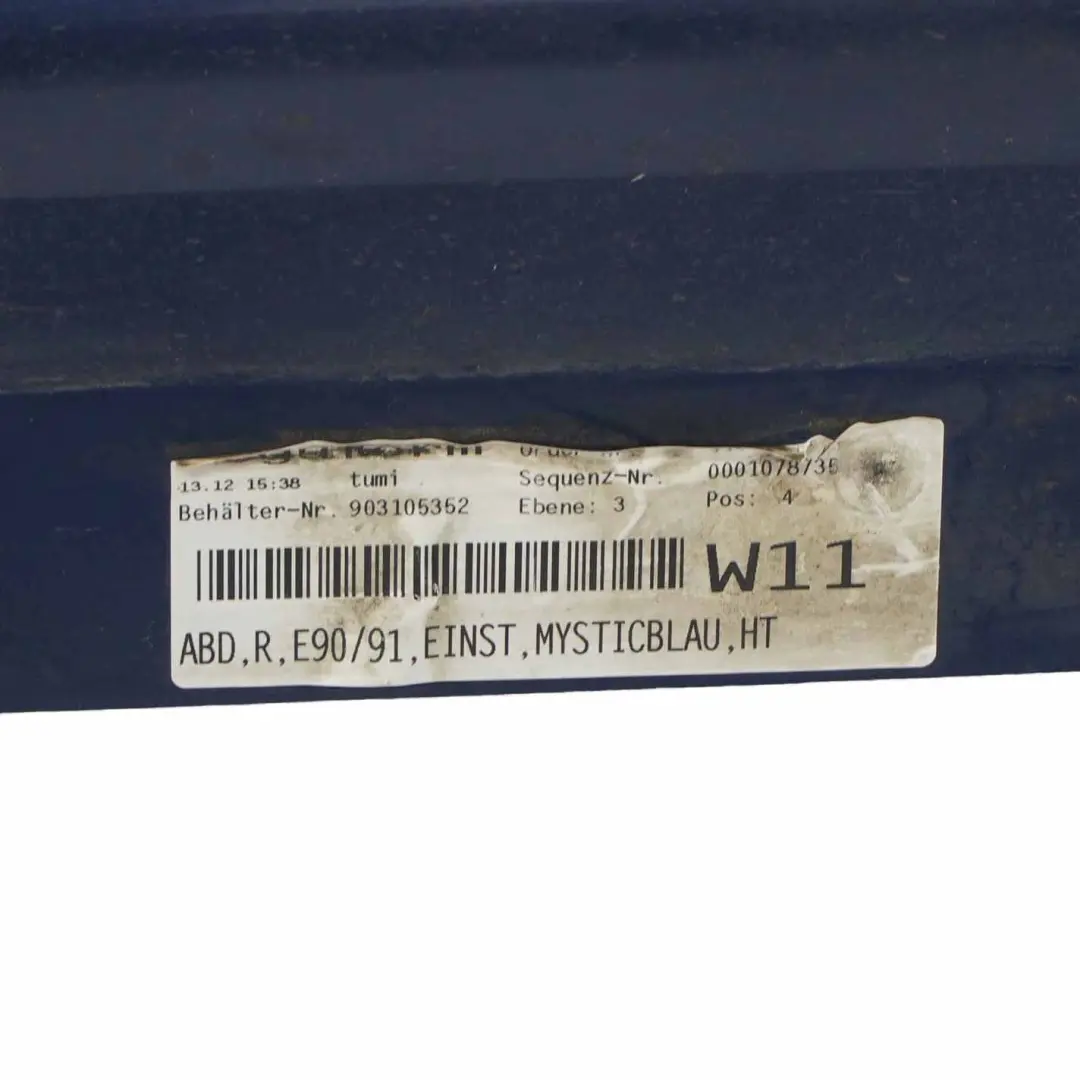 BMW E90 E91 Listón de umbral Faldon Lateral Derecho Mysticblau Mystic Blue - A07 - SKU 0032950-MYS3 - Número de pieza 0032950