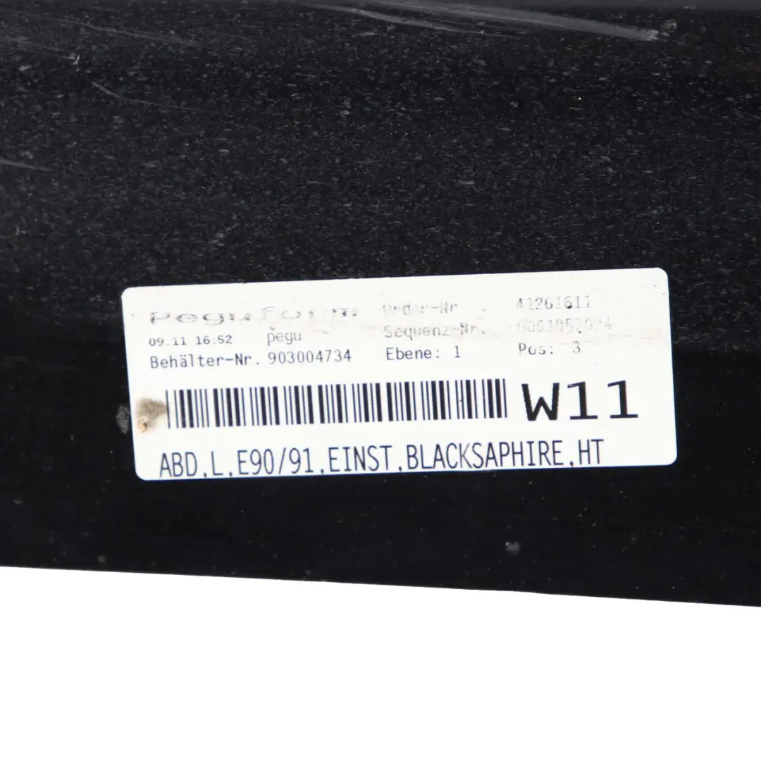 Sill Strip Side Trim Skirt Left N/S Black Sapphire - 475 to BMW 3 E90 E91 Cover with Part number 0032951 BMW 3 E90 E91 Cover Sill Strip Side Trim Skirt Left N/S Black Sapphire - 475 - SKU 0032951-BS5 - Part number 0032951