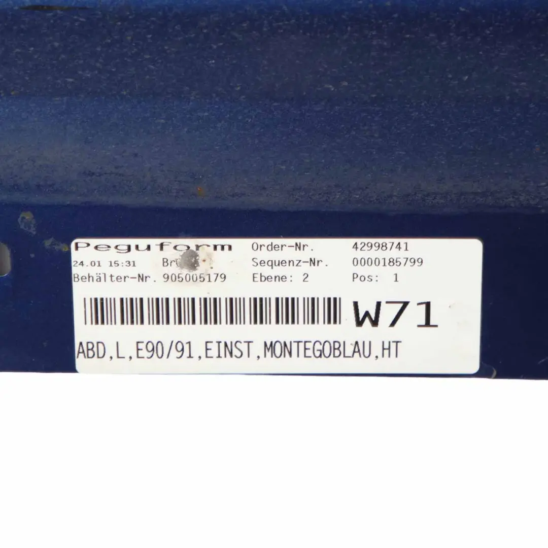 Side Skirt Sill Strip Trim Left N/S Montegoblau Blau Blue - A51 to BMW E90 E91 with Part number 0032951 BMW E90 E91 Side Skirt Sill Strip Trim Left N/S Montegoblau Blau Blue - A51 - SKU 0032951-MTB2 - Part number 0032951