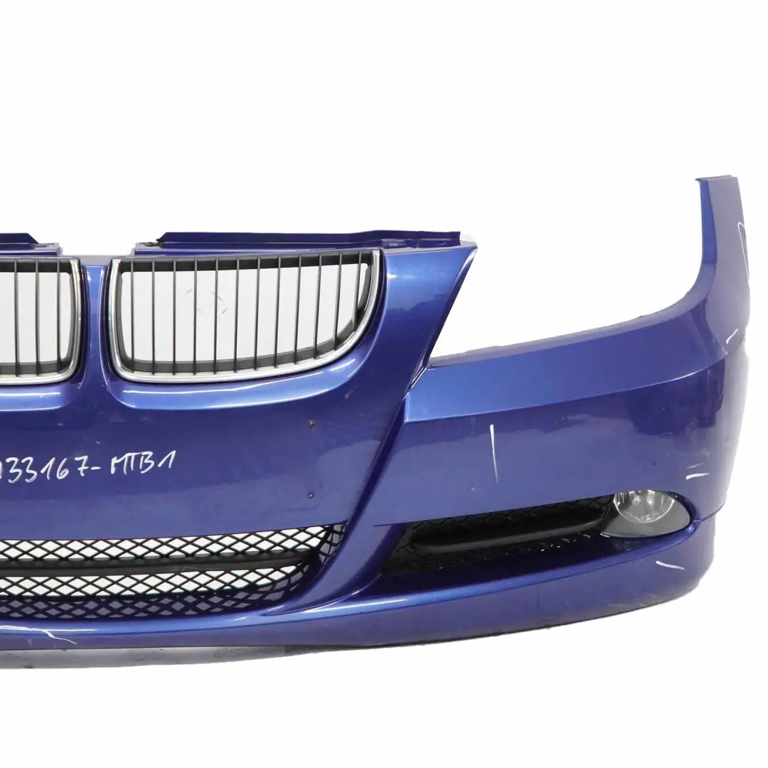 BMW E90 E91 Front Bumper Trim Panel Complete Montegoblau Montego Blue - A35 - SKU 0033167-MTB1 - Part number 0033167