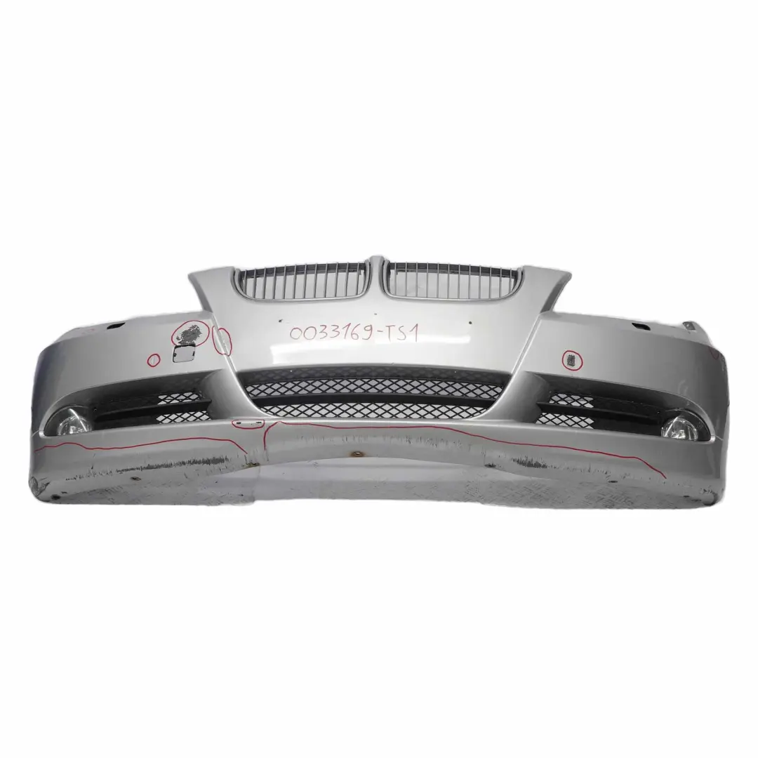 Front Bumper Trim Panel Complete Titan Silver Metallic - 354 to BMW E90 E91 with Part number 0033169 BMW E90 E91 Front Bumper Trim Panel Complete Titan Silver Metallic - 354 - SKU 0033169-TS1 - Part number 0033169