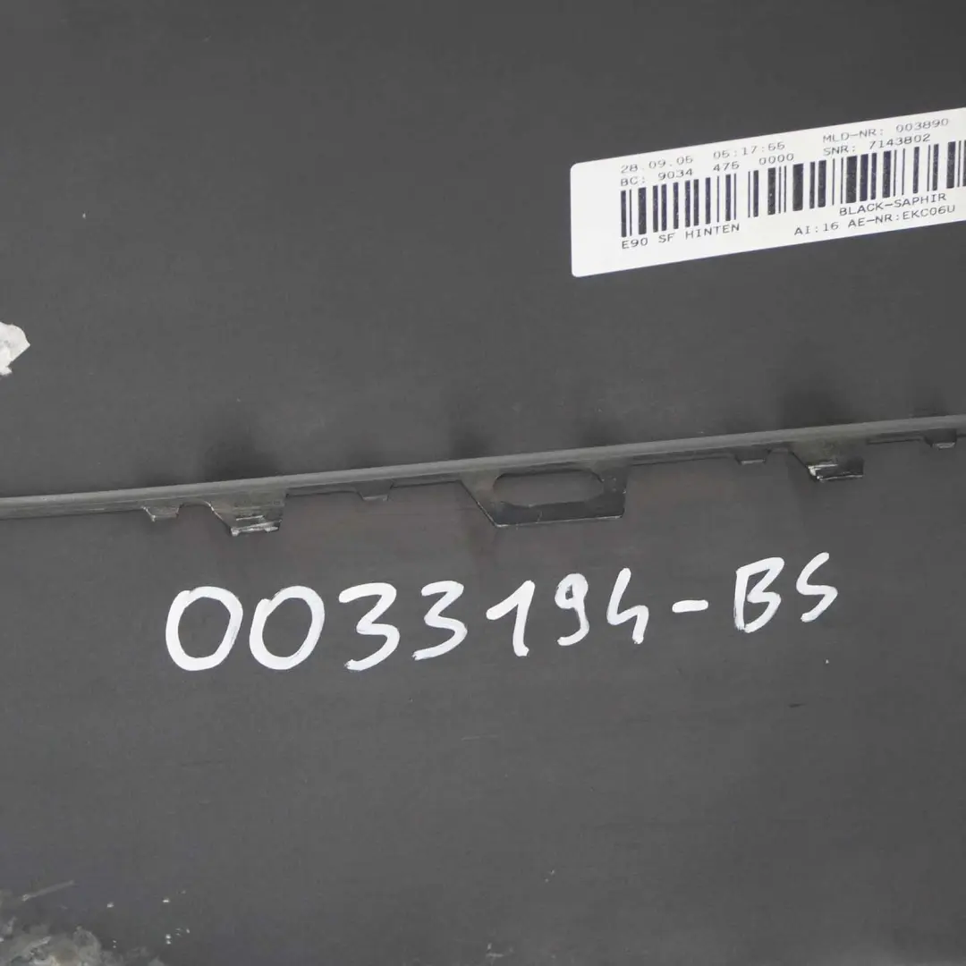 Bumper PDC Black Sapphire Metallic - 475 to BMW E90 Saloon Rear with Part number 0033194 BMW E90 Saloon Rear Bumper PDC Black Sapphire Metallic - 475 - SKU 0033194-BS - Part number 0033194