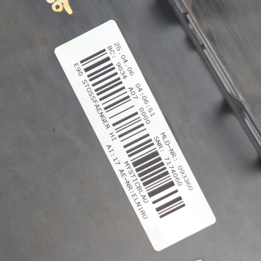 Bumper PDC Mysticblau Mystic Blue Metallic - A07 to BMW 3 E90 Saloon Rear with Part number 0033194 BMW 3 E90 Saloon Rear Bumper PDC Mysticblau Mystic Blue Metallic - A07 - SKU 0033194-MYS4 - Part number 0033194