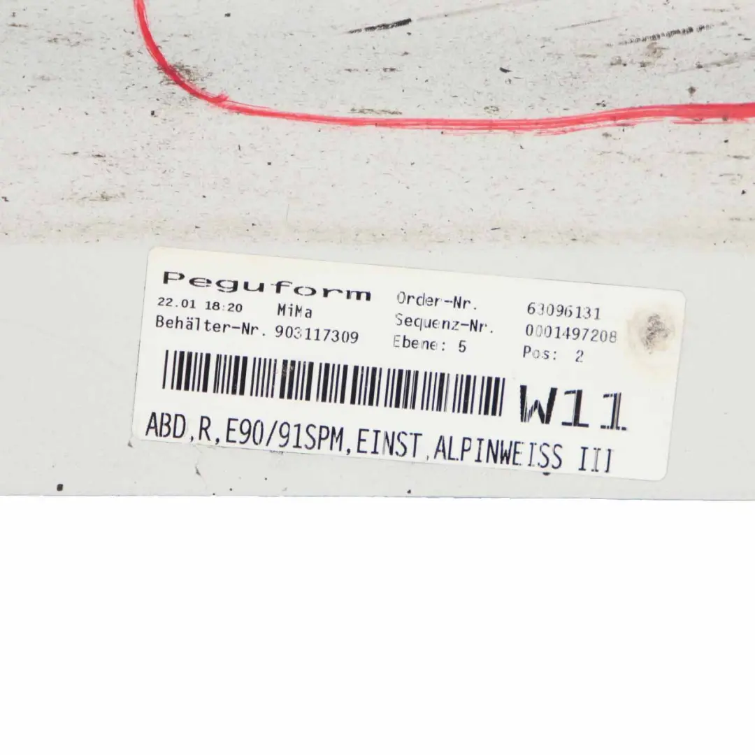 Side Skirt M Sport Sill Strip Covering Right O/S Alpinweiss White to BMW E90 E91 with Part number 0033440 BMW E90 E91 Side Skirt M Sport Sill Strip Covering Right O/S Alpinweiss White - SKU 0033440-AW - Part number 0033440