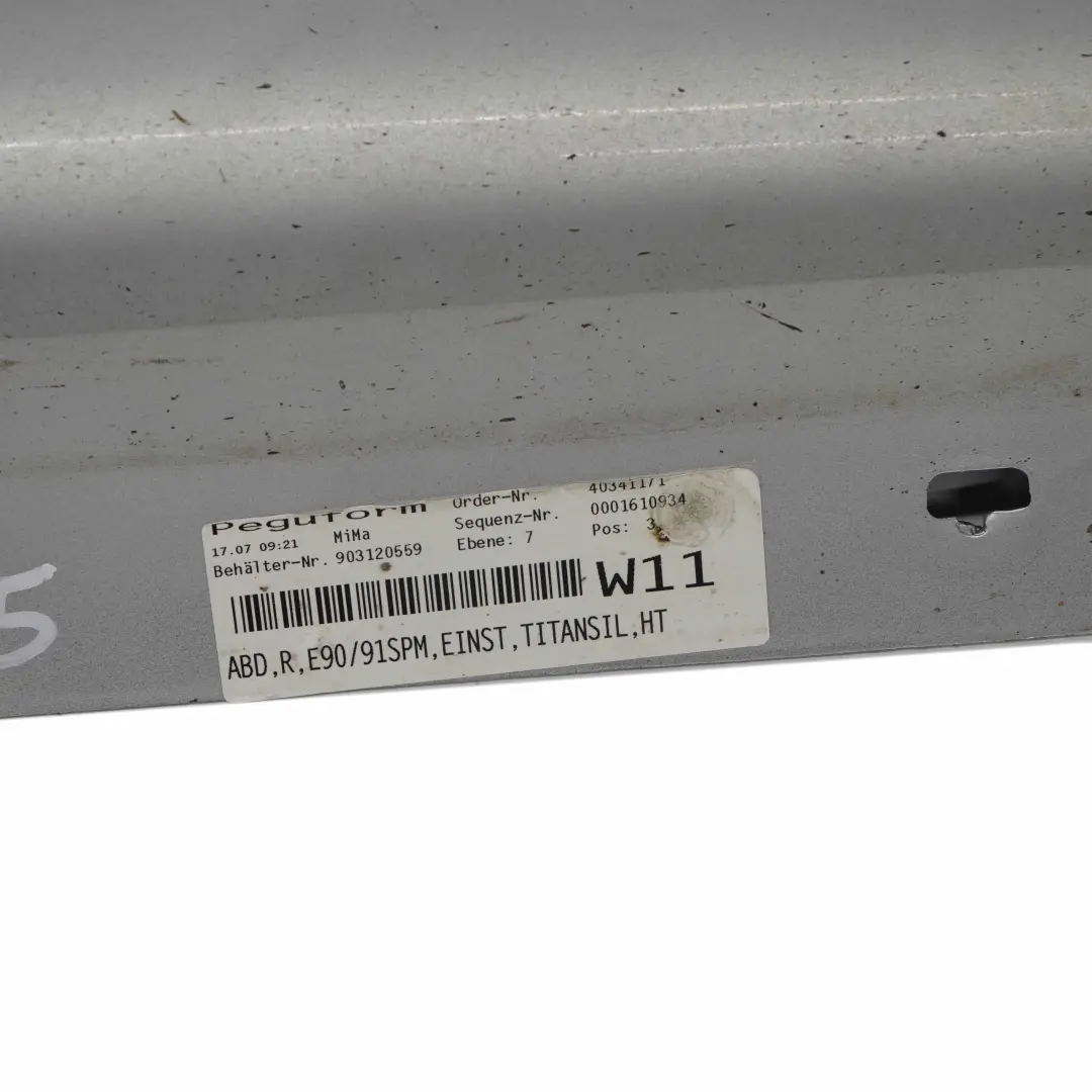 BMW E90 E91 Faldon lateral M Sport Sill Strip Derecho Titansilber Metallic - 354 - SKU 0033440-TS5 - Número de pieza 0033440