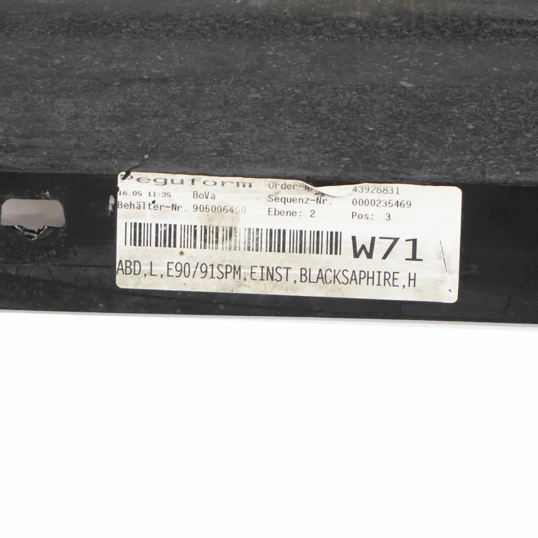 Jupes de seuil Gauche Noir Saphir 475 pour BMW E90 E91 M Sport à propos du numéro de pièce 0033441 BMW E90 E91 M Sport Jupes de seuil Gauche Noir Saphir 475 - SKU 0033441-BS3 - Numéro de pièce 0033441