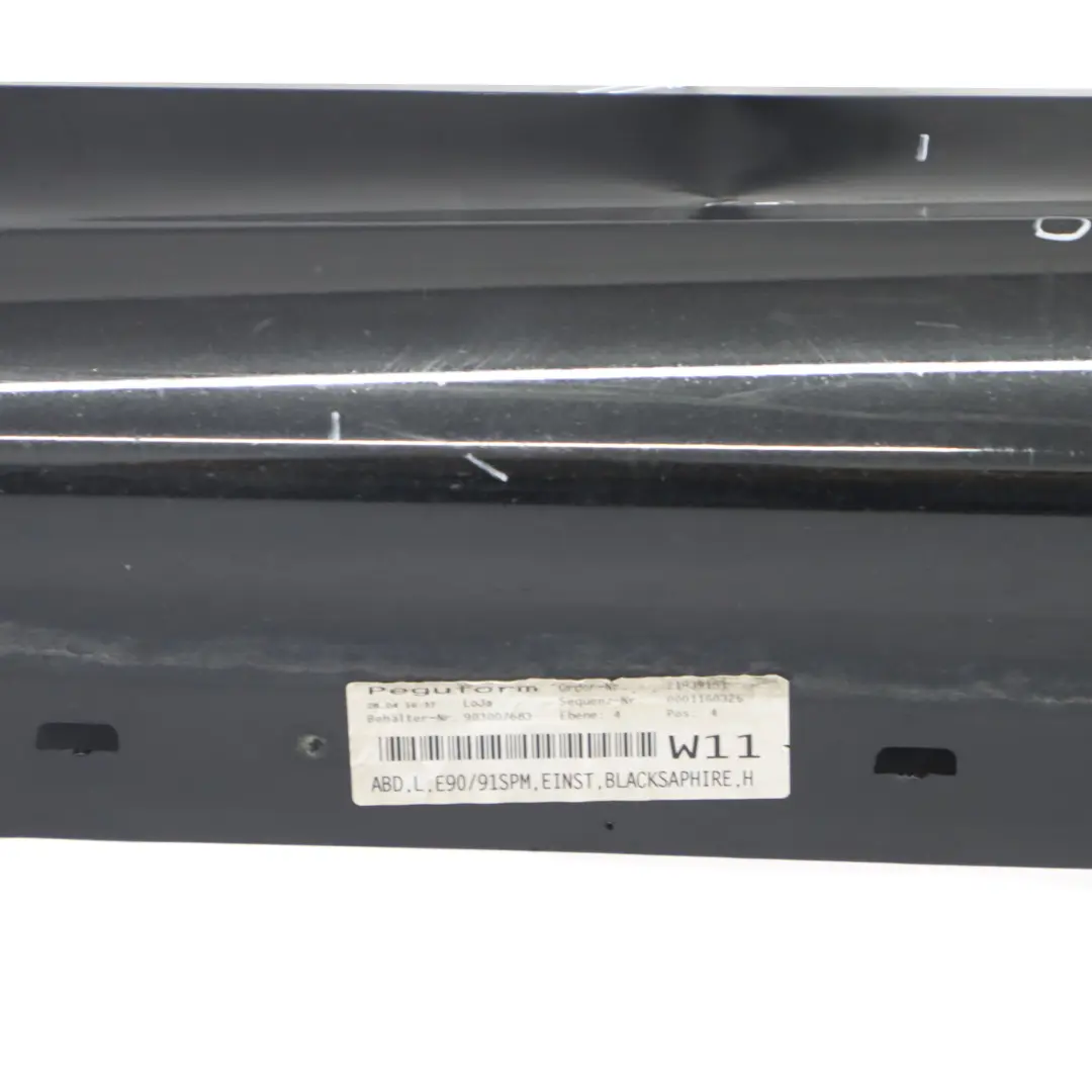 BMW E90 E91 Faldón lateral M Sport Sill Strip Izquierdo Negro Zafiro Metálico - SKU 0033441-BS - Número de pieza 0033441