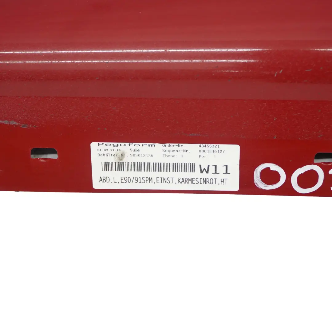 BMW 3 E90 E91 M Sport Sill Strip Side Skirt Left N/S Karmesinrot Red - A61 - SKU 0033441-KAR - Part number 0033441