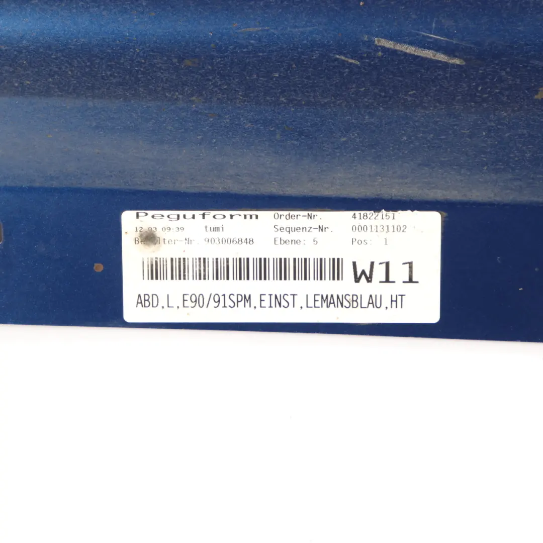 Sill Strip Side Skirt Left N/S Le Mans Blau Blue - 381 to BMW E90 E91 M Sport with Part number 0033441 BMW E90 E91 M Sport Sill Strip Side Skirt Left N/S Le Mans Blau Blue - 381 - SKU 0033441-LMB - Part number 0033441